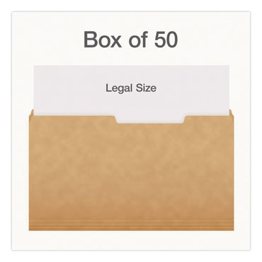 Pendaflex® Kraft File Folders, 2/5-Cut Tabs: Right of Center, Legal Size, 0.75" Expansion, Kraft, 50/Box (PFX1007042)