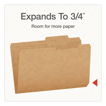 Pendaflex® Kraft File Folders, 2/5-Cut Tabs: Right of Center, Legal Size, 0.75" Expansion, Kraft, 50/Box (PFX1007042)