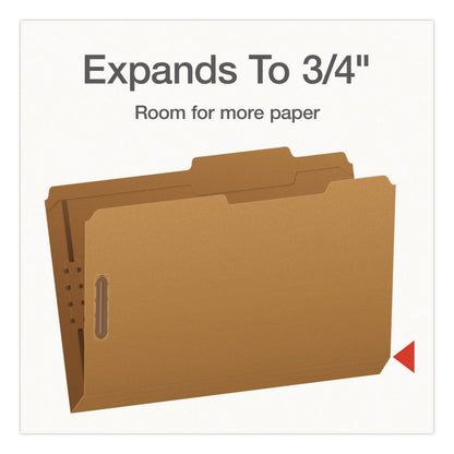 Pendaflex® Kraft Fastener Folders, 2/5-Cut Tab: Right of Center, Expands 0.75", 2 Fasteners, Legal Size, Kraft, 50/Box (PFX1007044)