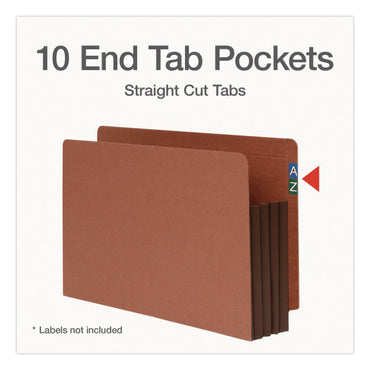 Pendaflex® End Tab File Pocket, Dark Brown Gusset, 3.5" Expansion, Legal Size, Brown/Dark Brown, 10/Box (PFX1007049)