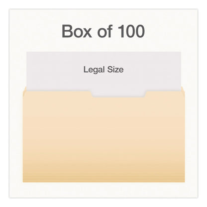 Pendaflex® Manila File Folders, 2/5-Cut Tabs: Right, Legal Size, 0.75" Expansion, Manila, 100/Box (PFX1007056)