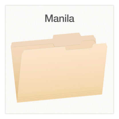 Pendaflex® Manila File Folders, 2/5-Cut Tabs: Right, Legal Size, 0.75" Expansion, Manila, 100/Box (PFX1007056)