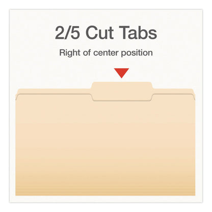 Pendaflex® Manila File Folders, 2/5-Cut Tabs: Right, Legal Size, 0.75" Expansion, Manila, 100/Box (PFX1007056)