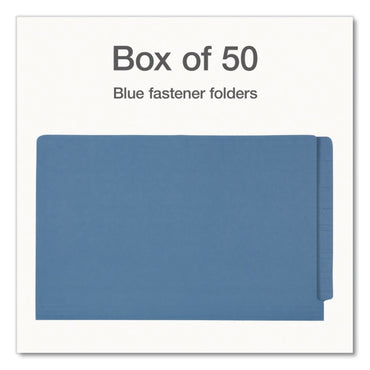 Pendaflex® Colored Reinforced End Tab Fastener Folders, Straight Tab, Expands 0.75", 2 Fasteners, Legal Size, Blue, 50/Box (PFX1007058)