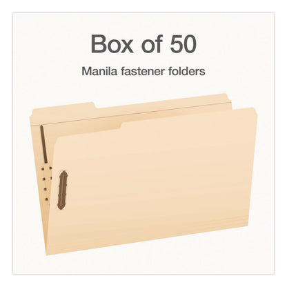 Pendaflex® Manila Fastener Folders, 1/3-Cut Tab: Assorted, Expands 0.75", 2 Fasteners, Legal Size, 50/Box (PFX1007063)