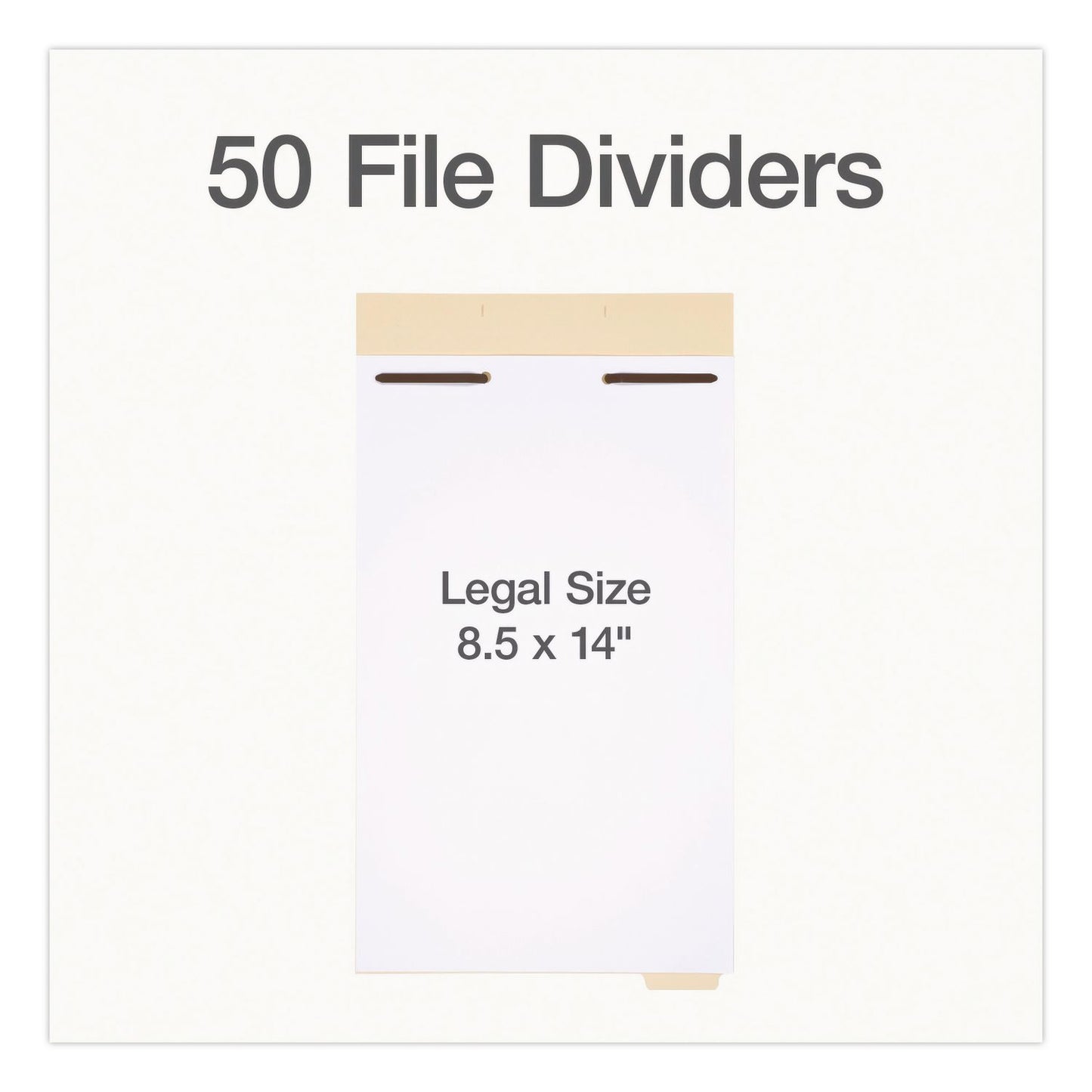Pendaflex® File Divider Set, End Tab: 1/5-Cut, 1 Fastener, Legal Size, Manila, 50/Pack (PFX1007068)