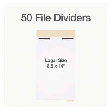 Pendaflex® File Divider Set, End Tab: 1/5-Cut, 1 Fastener, Legal Size, Manila, 50/Pack (PFX1007068)
