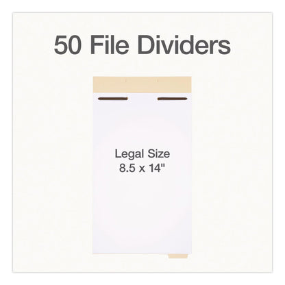 Pendaflex® File Divider Set, End Tab: 1/5-Cut, 1 Fastener, Legal Size, Manila, 50/Pack (PFX1007068)