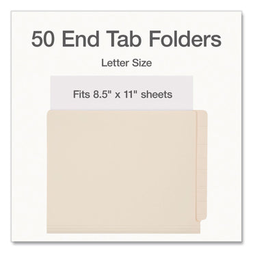 Pendaflex® Manila End Tab Folders, Straight Tabs, Letter Size, 0.75" Expansion, Manila, 50/Box (PFX1007069)