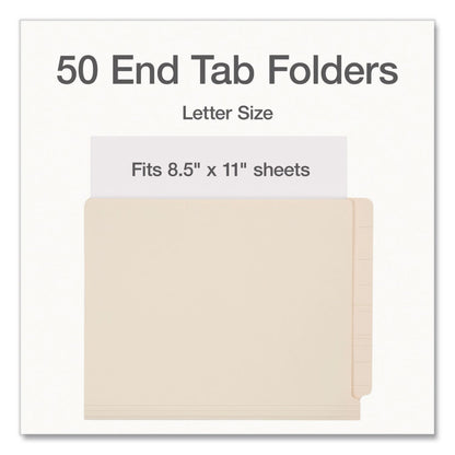 Pendaflex® Manila End Tab Folders, Straight Tabs, Letter Size, 0.75" Expansion, Manila, 50/Box (PFX1007069)