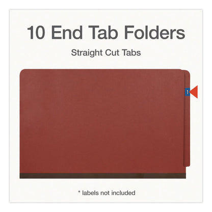 Pendaflex® Heavy-Duty Pressboard End Tab Classification Folders, Expands 2", 2 Dividers, 6 Fasteners, Legal Size, Brown, 10/Box (PFX1007076)