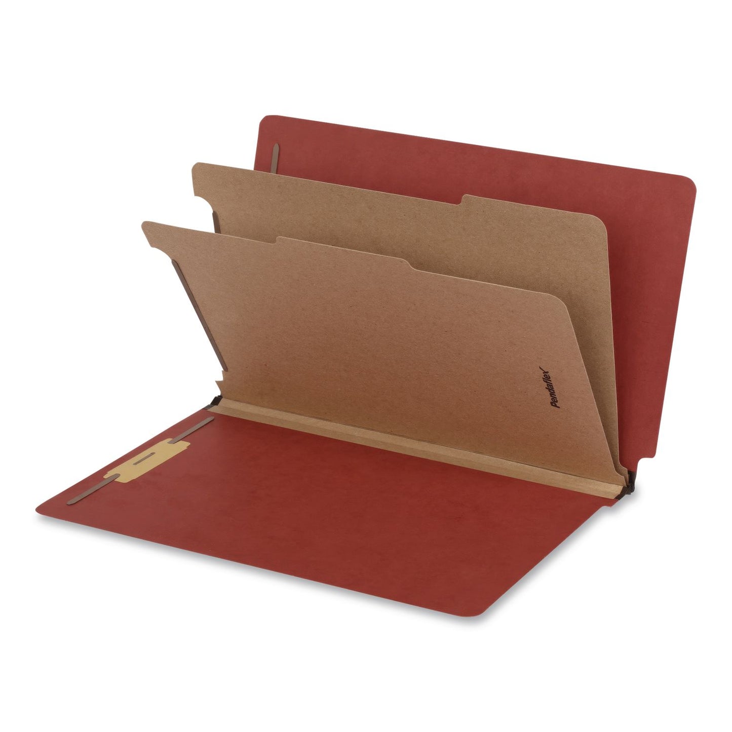 Pendaflex® Heavy-Duty Pressboard End Tab Classification Folders, Expands 2", 2 Dividers, 6 Fasteners, Legal Size, Brown, 10/Box (PFX1007076)