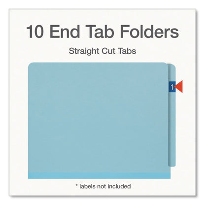 Pendaflex® Heavy-Duty Pressboard End Tab Classification Folders, Expands 2", 2 Dividers, 6 Fasteners, Letter Size, Light Blue, 10/Box (PFX1007077)