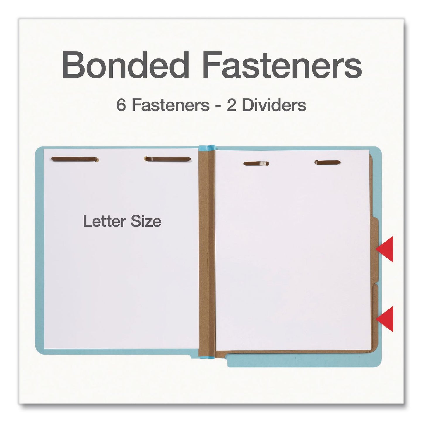 Pendaflex® Heavy-Duty Pressboard End Tab Classification Folders, Expands 2", 2 Dividers, 6 Fasteners, Letter Size, Light Blue, 10/Box (PFX1007077)