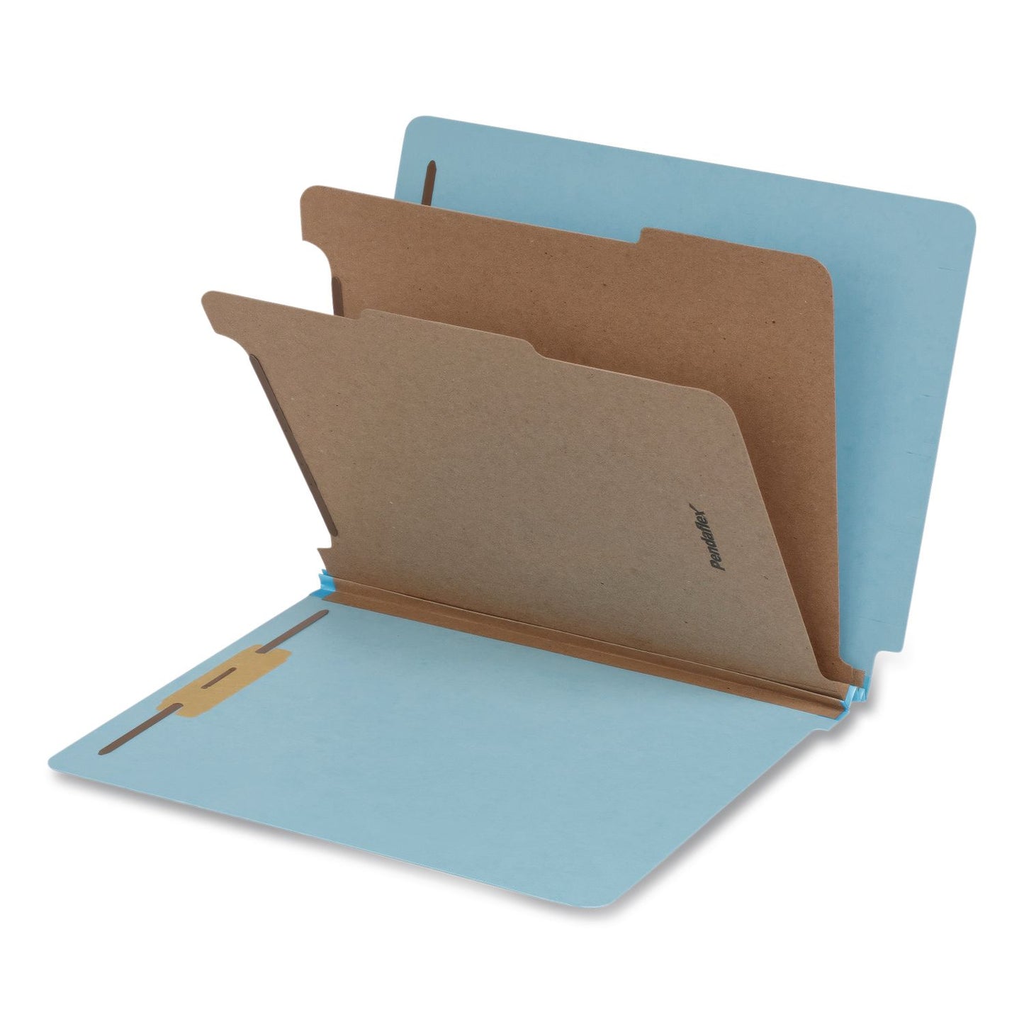 Pendaflex® Heavy-Duty Pressboard End Tab Classification Folders, Expands 2", 2 Dividers, 6 Fasteners, Letter Size, Light Blue, 10/Box (PFX1007077)