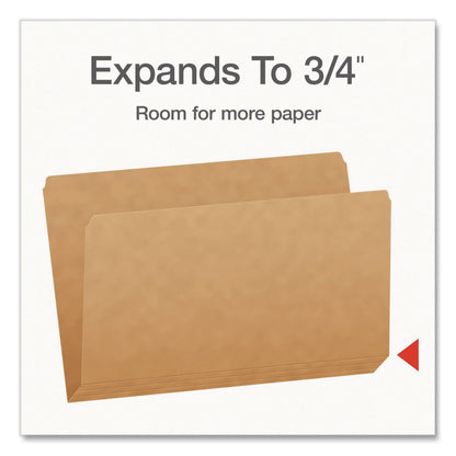 Pendaflex® Kraft File Folders, Straight Tabs, Legal Size, 0.75" Expansion, Kraft, 100/Box (PFX1007137)