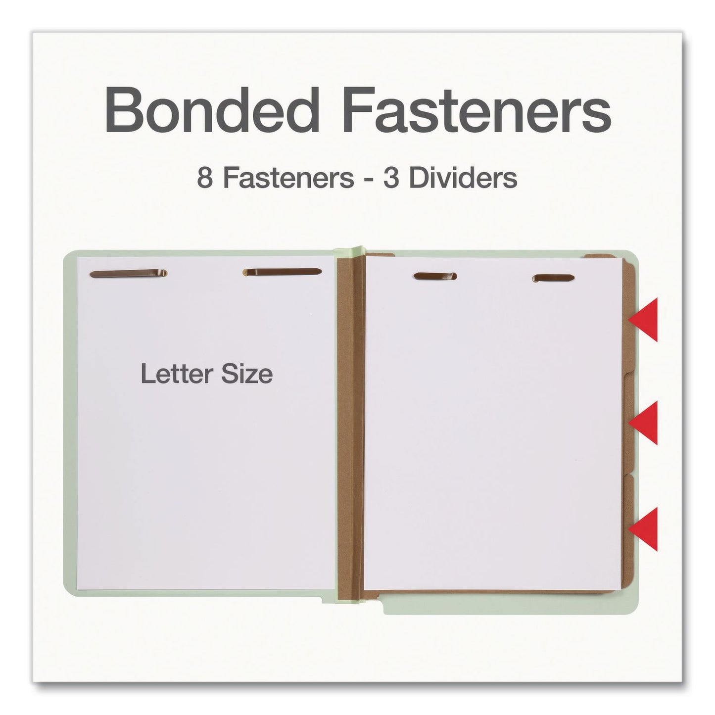 Pendaflex® Heavy-Duty Pressboard End Tab Classification Folders, 3 Dividers, 8 Fasteners, Letter Size, Light Green, 10/Box (PFX1007139)