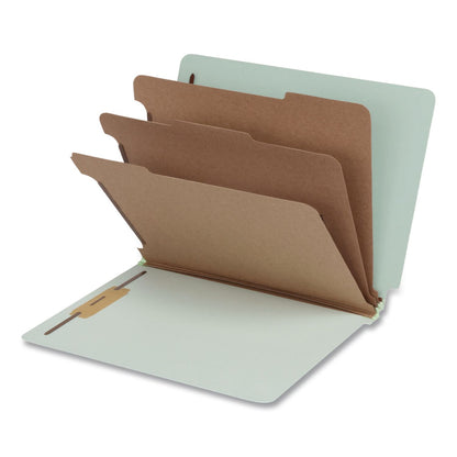 Pendaflex® Heavy-Duty Pressboard End Tab Classification Folders, 3 Dividers, 8 Fasteners, Letter Size, Light Green, 10/Box (PFX1007139)