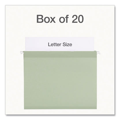 Pendaflex® Ready-Tab Reinforced Hanging File Folders, Letter Size, 1/3-Cut Tabs, Sage Green, 20/Box (PFX1009463)