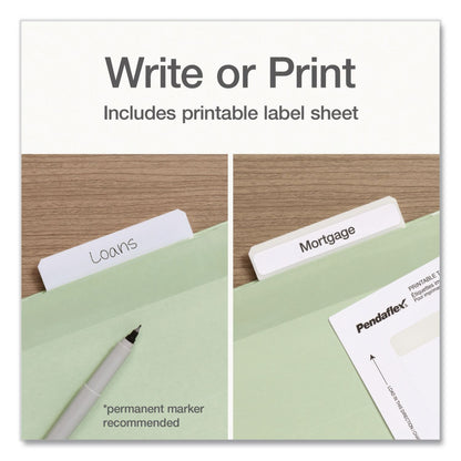 Pendaflex® Ready-Tab Reinforced Hanging File Folders, Letter Size, 1/3-Cut Tabs, Sage Green, 20/Box (PFX1009463)
