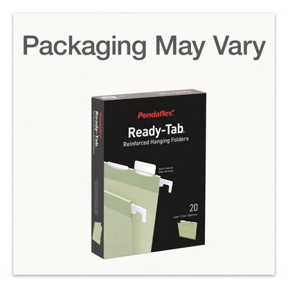 Pendaflex® Ready-Tab Reinforced Hanging File Folders, Letter Size, 1/3-Cut Tabs, Sage Green, 20/Box (PFX1009463)