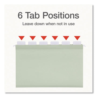 Pendaflex® Ready-Tab Reinforced Hanging File Folders, Legal Size, 1/6-Cut Tabs, Sage Green, 20/Box (PFX1009464)