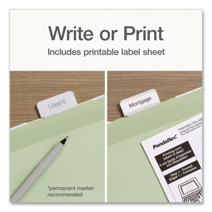 Pendaflex® Ready-Tab Reinforced Hanging File Folders, Legal Size, 1/6-Cut Tabs, Sage Green, 20/Box (PFX1009464)
