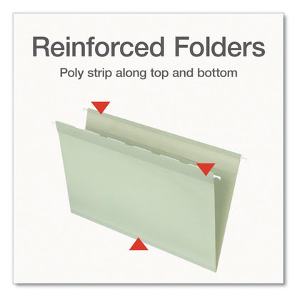 Pendaflex® Ready-Tab Reinforced Hanging File Folders, Legal Size, 1/6-Cut Tabs, Sage Green, 20/Box (PFX1009464)