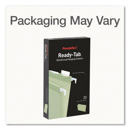 Pendaflex® Ready-Tab Reinforced Hanging File Folders, Legal Size, 1/6-Cut Tabs, Sage Green, 20/Box (PFX1009464)