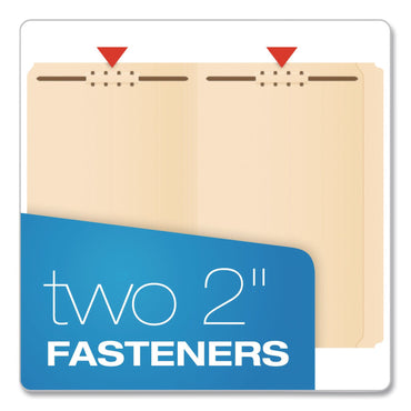 Pendaflex® Manila Fastener Folders, Reinforced Straight Tab, 2 Fasteners, Legal Size, Manila, 50/Box (PFXFM312EE)