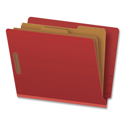 Pendaflex® Heavy-Duty Pressboard End Tab Classification Folders, Expands 2.5", 2 Dividers, 6 Fasteners, Letter Size, Red, 10/Box (PFXH1250R)