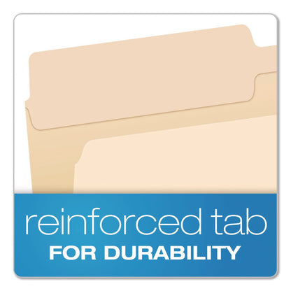Pendaflex® Reinforced Top File Folders, 1/2-Cut Tabs: Assorted Positions, Letter Size, Manila, 100/Box (PFXR75212)