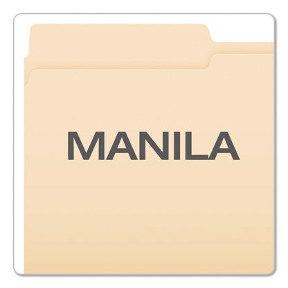 Pendaflex® Reinforced Top File Folders, 1/2-Cut Tabs: Assorted Positions, Letter Size, Manila, 100/Box (PFXR75212)