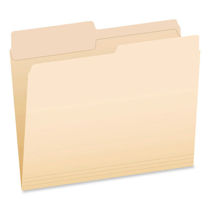 Pendaflex® Reinforced Top File Folders, 1/2-Cut Tabs: Assorted Positions, Letter Size, Manila, 100/Box (PFXR75212)
