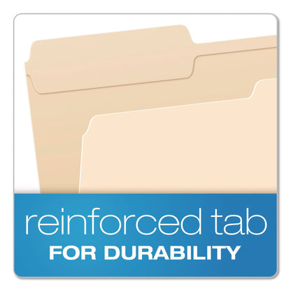 Pendaflex® Reinforced Top File Folders, 1/3-Cut Tabs: Assorted Positions, Legal Size, Manila, 100/Box (PFXR75313)