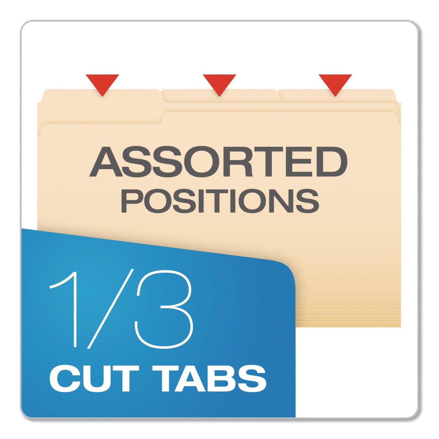 Pendaflex® Reinforced Top File Folders, 1/3-Cut Tabs: Assorted Positions, Legal Size, Manila, 100/Box (PFXR75313)