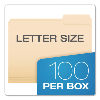 Pendaflex® Reinforced Top Tab Manila File Folders, 1/3-Cut Tabs: Right Position, Letter Size, Manila, 100/Box (PFXR752133)