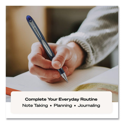 uniball® Jetstream Form-Fitting Comfort Grip Hybrid Gel Pen, Stick, Fine 0.7 mm, Blue Ink, Black/Silver/Blue Barrel, Dozen (UBC40174DZ)