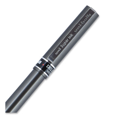 uniball® Deluxe Rollerball Pen, Stick, Micro 0.5 mm, Red Ink, Metallic Gray/Black/Red Barrel (UBC60026EA)