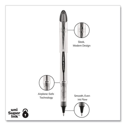 uniball® VISION ELITE Rollerball Pen, Stick, Bold 0.8 mm, Black Ink, White/Black/Clear Barrel, Dozen (UBC61231DZ)