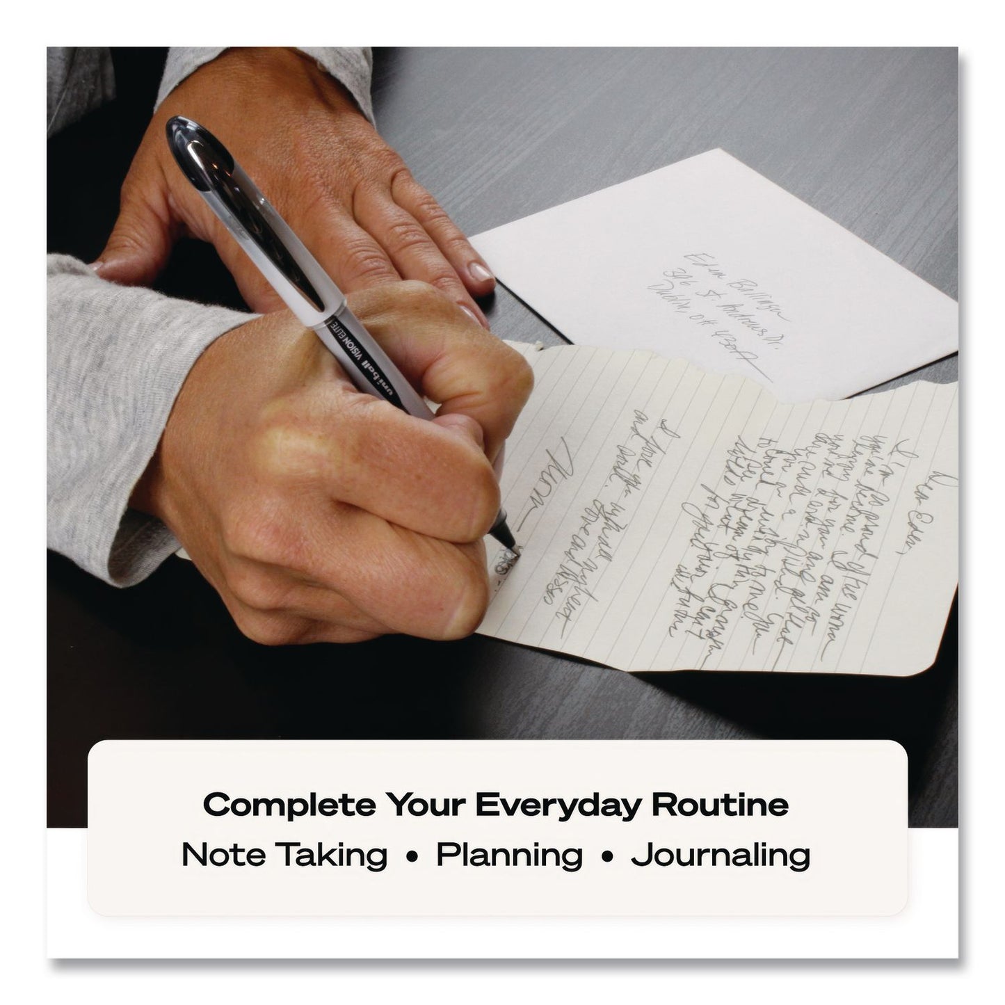 uniball® VISION ELITE Rollerball Pen, Stick, Bold 0.8 mm, Black Ink, White/Black/Clear Barrel, Dozen (UBC61231DZ)