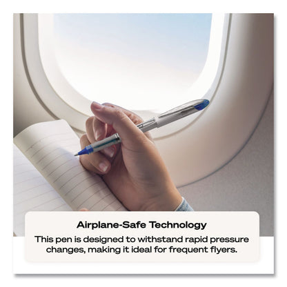 uniball® VISION ELITE BLX Series Rollerball Pen, Stick, Bold 0.8 mm, Blue-Infused Black Ink, White/Blue/Clear Barrel, Dozen (UBC61232DZ)