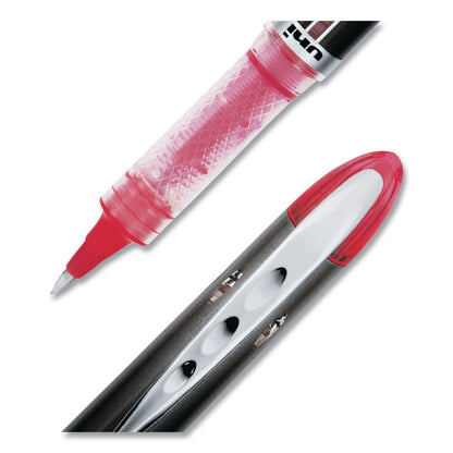 uniball® VISION ELITE Rollerball Pen, Stick, Micro 0.5 mm, Red Ink, Black/Red/Clear Barrel, Dozen (UBC69022DZ)