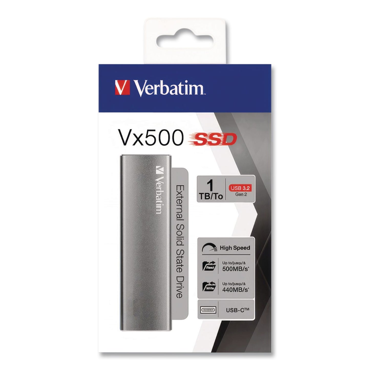Verbatim® Vx500 External Solid State Drive, 1 TB, USB 3.2 Gen 2, Space Gray (VER47444)