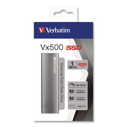 Verbatim® Vx500 External Solid State Drive, 1 TB, USB 3.2 Gen 2, Space Gray (VER47444)