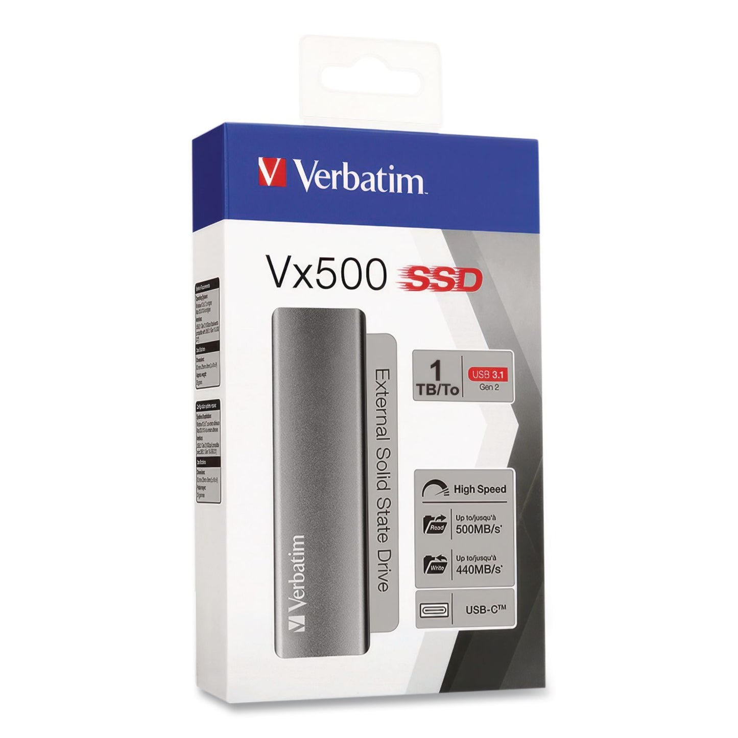 Verbatim® Vx500 External Solid State Drive, 1 TB, USB 3.2 Gen 2, Space Gray (VER47444)
