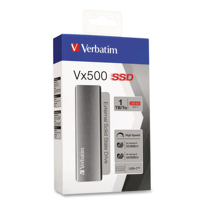 Verbatim® Vx500 External Solid State Drive, 1 TB, USB 3.2 Gen 2, Space Gray (VER47444)