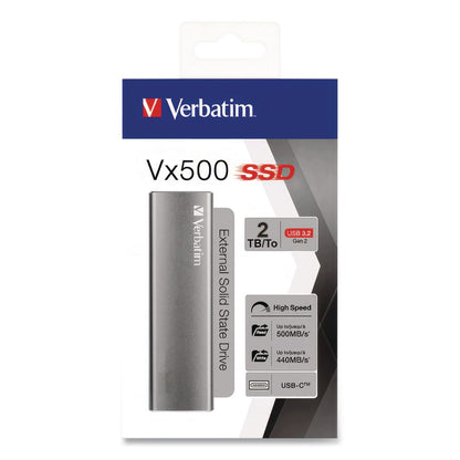 Verbatim® Vx500 External Solid State Drive, 2 TB, USB 3.2 Gen 2, Space Gray (VER47454)