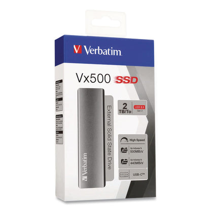 Verbatim® Vx500 External Solid State Drive, 2 TB, USB 3.2 Gen 2, Space Gray (VER47454)