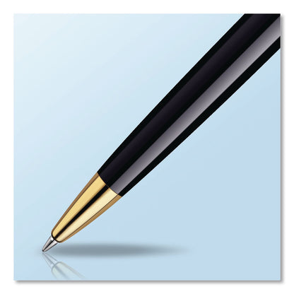 Waterman Hemisphere Ballpoint Pen, Retractable, Medium 1 mm, Blue Ink, Black Lacquered/23-Karat Gold Barrel (WATS0920670)